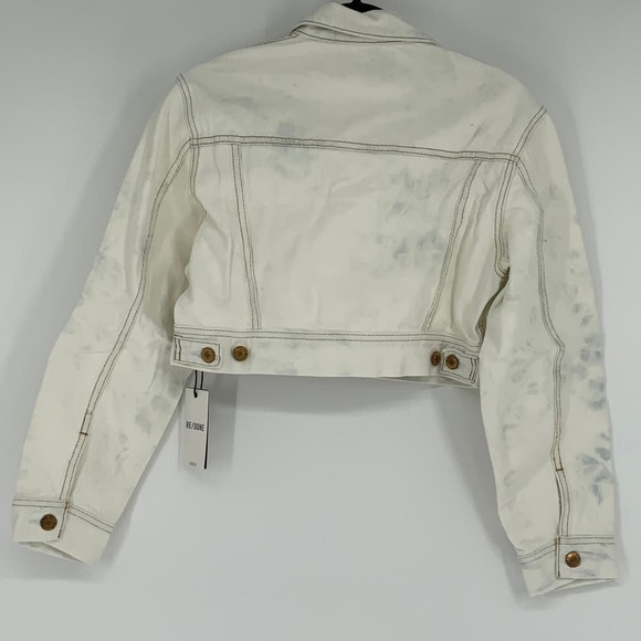 NEW RE/DONE Size X-Small Cropped Denim Trucker Jacket Sunbleach $385 msrp I11-15 - Picture 3 of 10